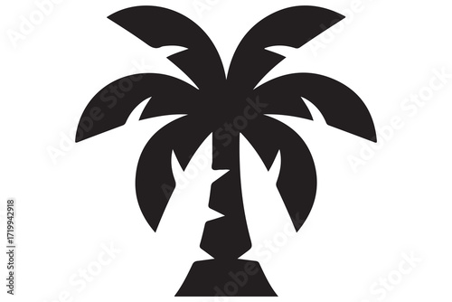 Palm tree silhouette vector illustration minimal outline tropical tree icon
