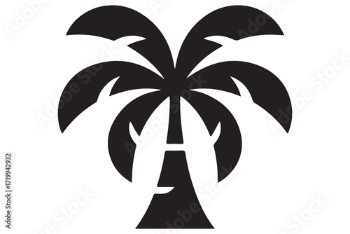 Palm tree silhouette vector illustration minimal outline tropical tree icon

