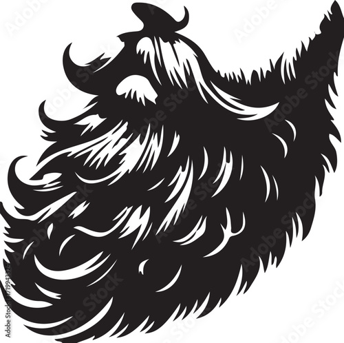 Black Silhouette of a Bearded Man's Head on White Background male
