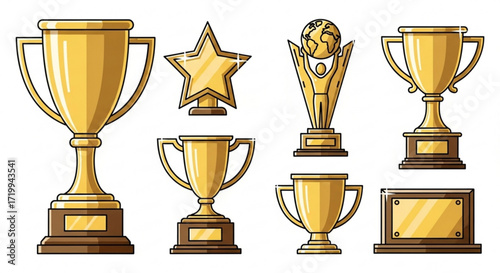 gold cup isolated on white background