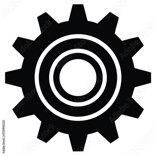 Industrial gear symbol represents mechanics engineering and mechanical components silhouette