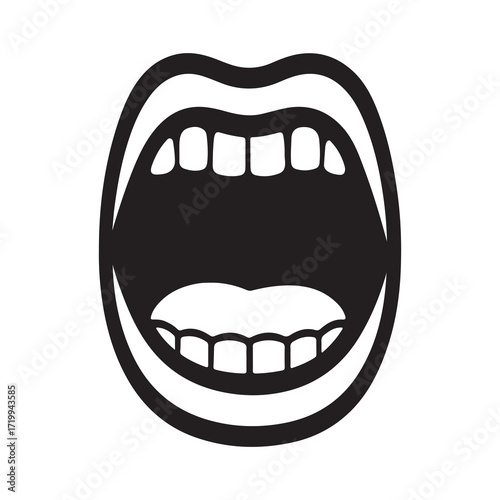 Open Human Mouth Silhouette Icon Vector Illustration