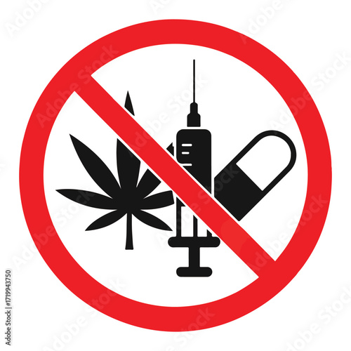 No Drugs Prohibition Symbol Vector Illustration
