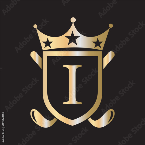 Initial Golf Logo combine with letter I vector template	