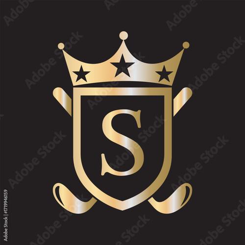 Initial Golf Logo combine with letter S vector template	