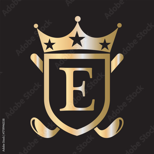 Initial Golf Logo combine with letter E vector template	