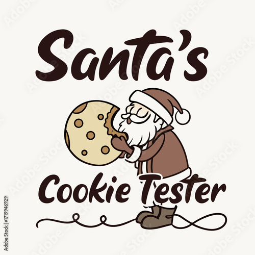 Santa s Cookie Tester A Cartoon Santa Claus Enjoys a Delicious Cookie Before Christmas Eve