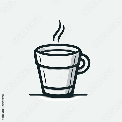 Simple coffee cup illustration with steam on a light background  