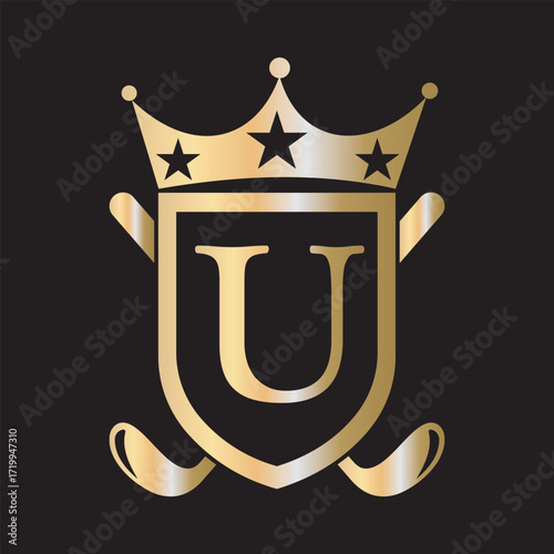 Initial Golf Logo combine with letter U vector template	