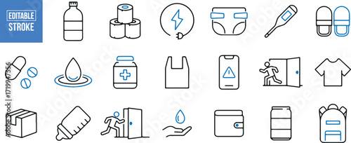 shopping bag line icons, package box outline, ecommerce minimal icons, store bag doodle, delivery pack symbols, parcel outline icons, minimal retail artwork, grocery bag icon set, UX checkout line ico