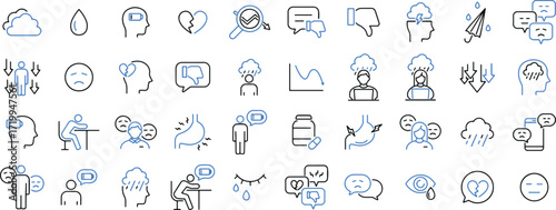 chat outline icons, communication line symbols, chat bubble icons, messenger outline vector, UX talk icons, minimal communication doodle, message cartoon pack, conversation symbols set, outline minima