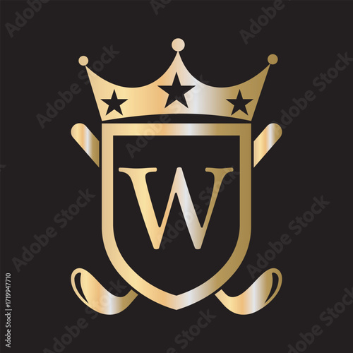 Initial Golf Logo combine with letter W vector template	
