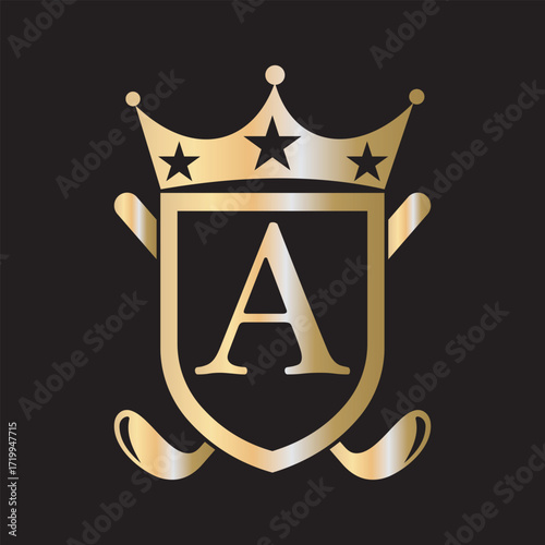 Initial Golf Logo combine with letter A vector template	