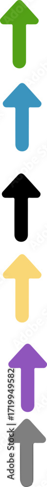 Obraz premium A vertical stack of blurred, upward-pointing arrows in various colors.