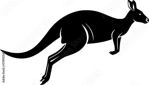Kangaroo silhouette jumping with powerful hind legs and long tail australian marsupial animal