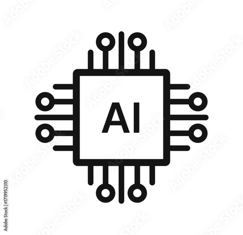 Circuit board of computer or Ai chip icon vector 