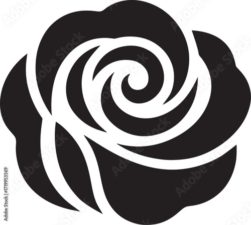 Elegant Rose Flower Silhouette Vector Icon Minimal Floral Botanical Logo Design