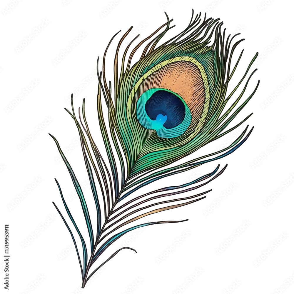 Obraz premium peacock feather on white background
