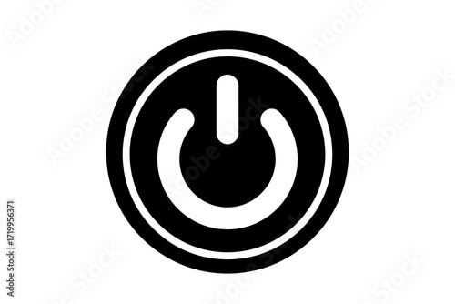 Power button icon for use in posts, stores, and corporate materials.