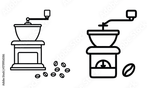 Vintage Coffee Grinder Line Art Vector Illustration