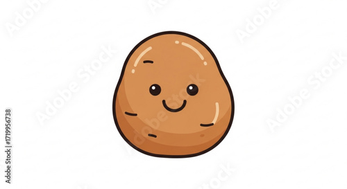 A charming cartoon potato with a sweet smile, , perfect for adding a touch of whimsy to any project or design with its cute expression