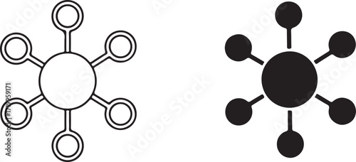 Network Connection Icons in Black and White Outline