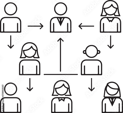 People network diagram with arrows and connections