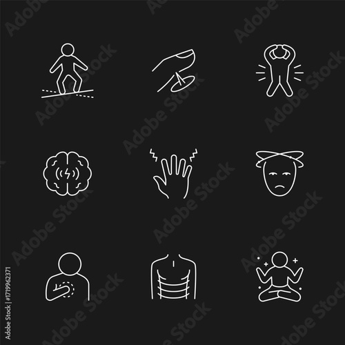Set line icons of panic attack