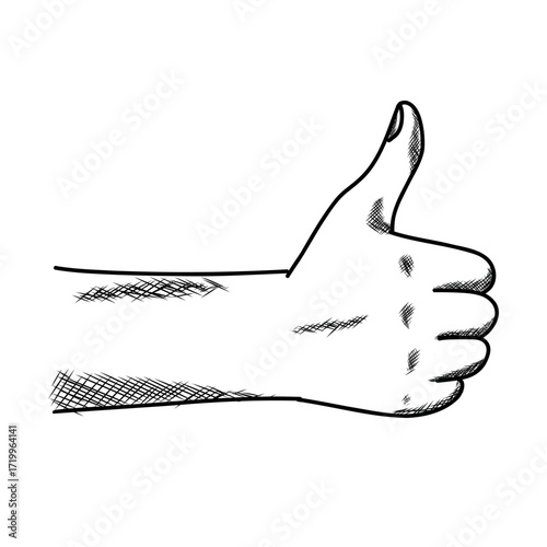 Sketch of a hand giving a thumbs-up gesture.