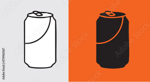 Set of Line and Solid Soda Can Icons