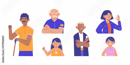 Diverse group of people of different ages and ethnicities with various gestures and expressions