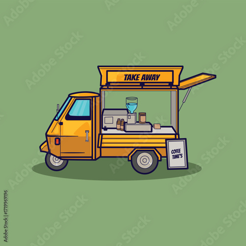 Simple and cool coffee seller vehicle illustration vector