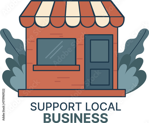 Support Local Business Storefront Icon – Small Shop Illustration