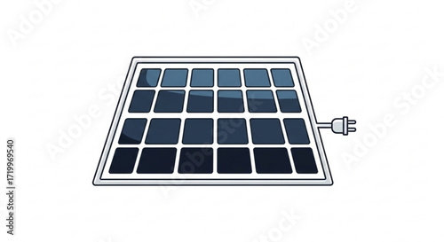 A vector illustration of a solar panel with a plug, , representing renewable energy and sustainable technology
