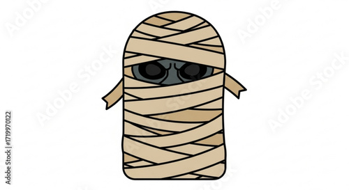 Cartoon mummy cute halloween character with bandages and spooky eyes vector illustration of a spooky monster for kids