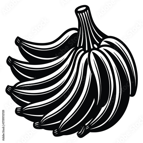 Charming cartoon banana bunch vector illustration for food and tropical themes