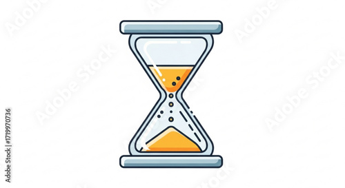 Illustration of an hourglass with sand flowing, , symbolizing time, deadline, and urgency concepts