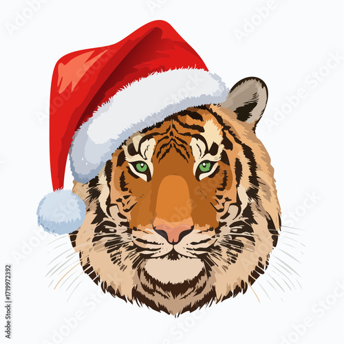 Tiger mit einer Weihnachtsmütze