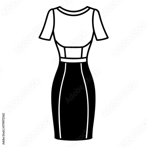Minimalist Sheath Dress Line Art Vector Illustration on White Background