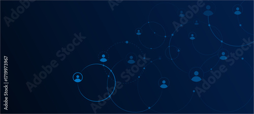 Network background. Connections with points, lines, and people icons. Vector technology background v blue christmas background