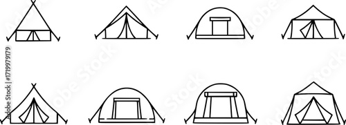 Set of tent line icons.
