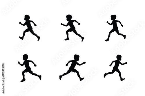 Wallpaper Mural Running Boy Silhouette, Sprinting Boy Silhouette, Active Boy Silhouette, Kids Running Pose, Boy in Motion Silhouette Torontodigital.ca