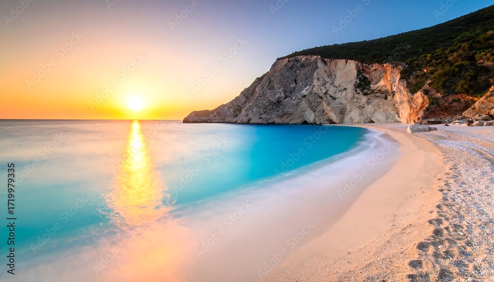Obraz premium Stunning sunset over a tranquil beach
