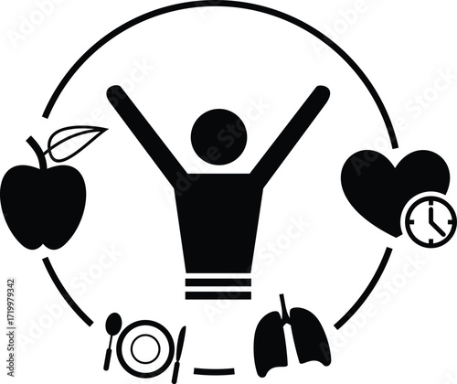 Wellness, in line design. Wellness, health, relaxation, mindfulness, meditation, yoga, fitness on white background vector. Wellness editable stroke icons.
