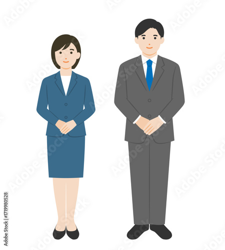 受付 立っている ビジネスパーソン 全身
