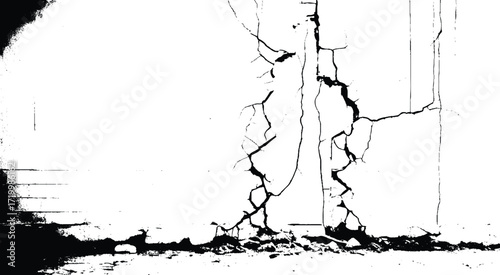 Cracked concrete wall covered texture .dust distress grainy grungy effect, Abstract background of grunge white, black damaged rusty crack and scratch wall texture design vector 
