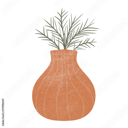 Terracotta Vase with Delicate Greenery Arrangement