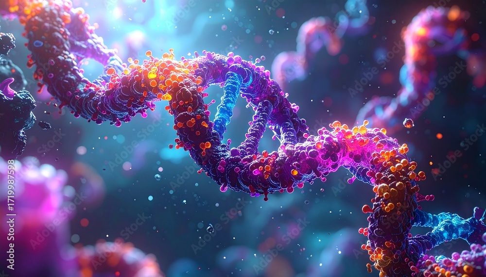 Fototapeta premium Ribosome translating mRNA into protein chain
