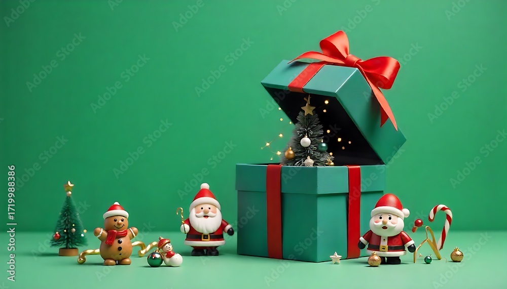 Fototapeta premium Christmas Gift Magic – Festive Mini Decor in Holiday Box Display