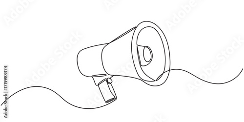 One Continuous Line Drawing of Announcement Icon. Single Line Vector Illustration. Megaphone Continuous Line Icon